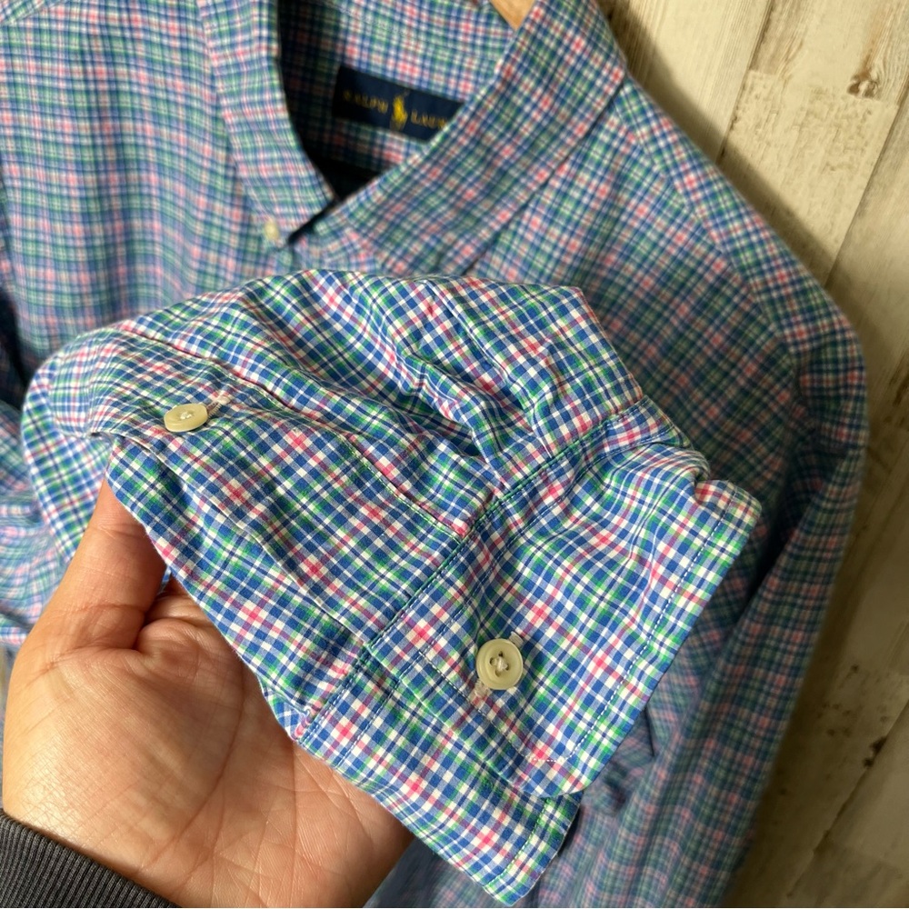Polo Ralph Lauren Plaid Button Down Long Sleeve Shirt Pink Pony Mens XL - Picture 3 of 6